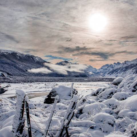 Valle del río de las vueltas en invierno